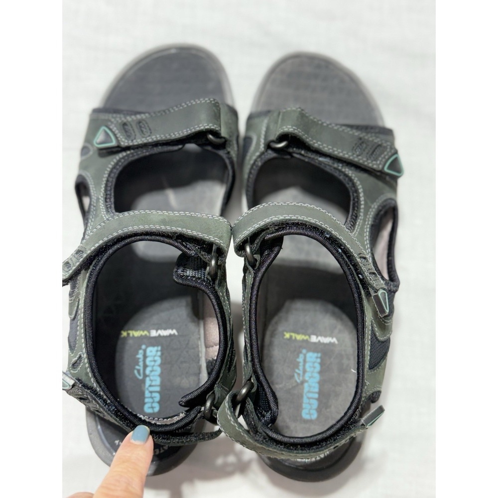Clarks Wave Walk Outdoor Sandals Women's Size 10M Black Leather Water Resistant